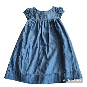Girls Mini Boden chambray dress size 2-3Y Blue.